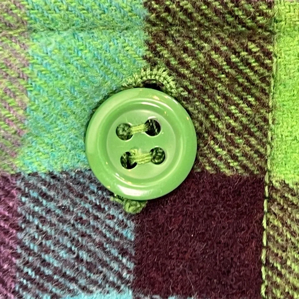 babyGap Toddler Girls Green Blue‎ Plaid Wool Blend Double Breasted Pea Coat 4Y